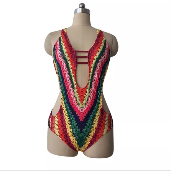 Small medium boho printed srap one piece swimsuit - Picture 3 of 4